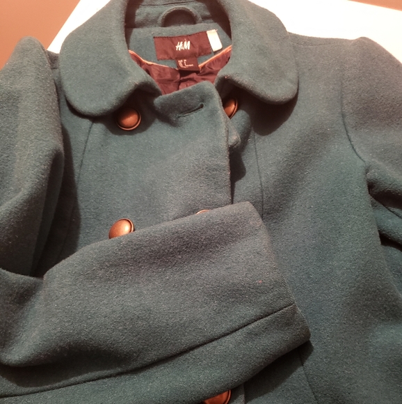H&M Teal Wool Dress Coat - Picture 4 of 4